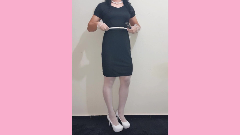 Milady Silvia Helena: Crossdresser New Black Dress and White Corset