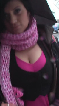Busty slut in stockings gaping and fingering her pierced pussy