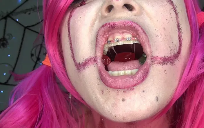 Angel eyes studio: Evil Sexy Clown Swallows Hundreds of Gummy Bears!!