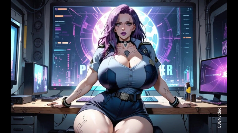 Hot girl dancing: Cyberpunk girl rozbiera się w biurze (animacja ai)
