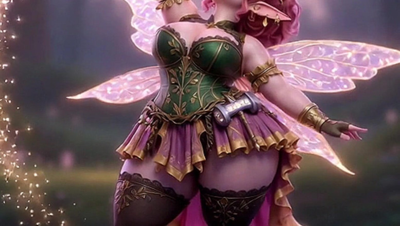 Animate golden: Gorda hada rosa perreando enorme culo con varita mágica