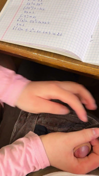 College Girl Handjob Again in Math Class Under the Table