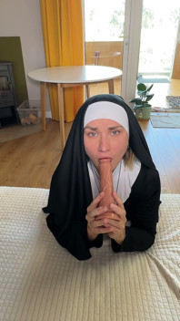 A Nun Is Fucking Her Holy Cunt with a Giant Dildo
