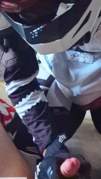 In Full Motocross Gear I Approach a Guy and Suck His Big Dick