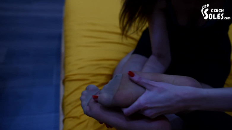 Czech Soles - foot fetish content: Two foot girls smelling their feet in pantyhose