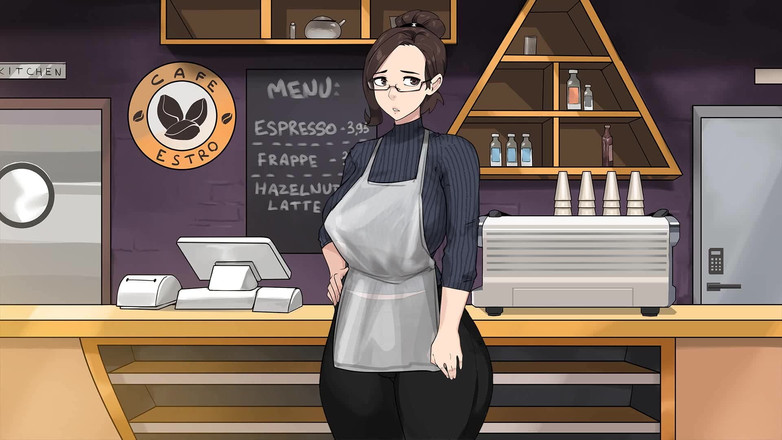 Futavision: 헤이즐넛 라떼: 그녀가 일하는 동안 카운터에서 쉬멜 레이디보이 바리스타를 불면 - 에피소드 23