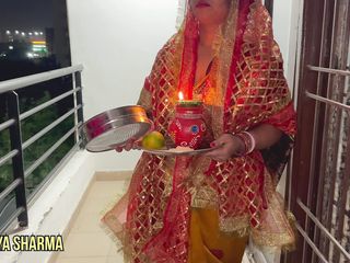 Hotty Jiya Sharma: 2023 Karva chauth：丈夫送大鸡巴给德西妻子（情侣性爱）