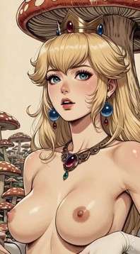Princess Peach Topless in a Mushroom Forest (ai Animation)