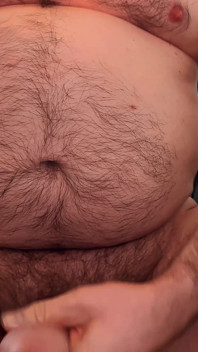 Man Shows off Hairy Belly and Strokes His Fat Cock