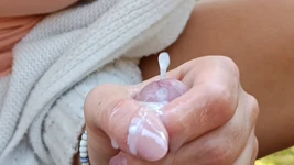 Hot Girl Gave Me a Blowjob and Handjob in the Woods Big Thick Cumshot at Outdoors