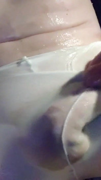 Watching Porn While Jerking off with Lots of Lube Wearing White Pantyhose