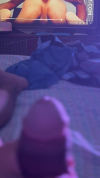 Watching Porn and Pulling the Tip or My Dick with Colored Lights