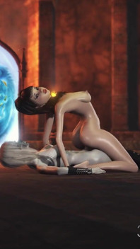 3d 鸡巴女巫在黑暗的城堡里操一个性感的女孩