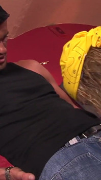 Amorous trio with Rachel Evans a slut with smooth pussy loves getting her ass and pussy pounded in double penetration