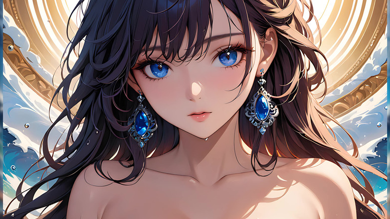 LustRender: Reflexiones Pintadas - mujer desnuda artística con ojos llenos de color