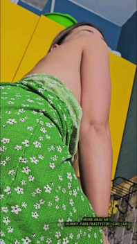 Mind Blowing: Hot Asian Babe in Green Dress with Juicy Ass Gets Epic Anal Shock on Bar Stool!