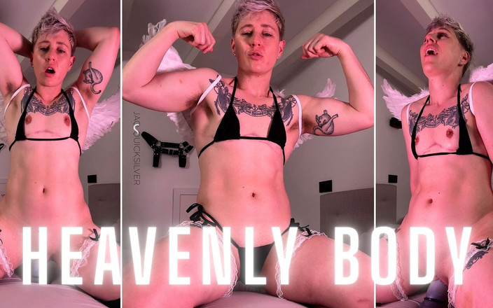 Jaq Quicksilver: Heavenly Body - ftm angel骑乘厚实的假阳具并自慰大阴蒂 - jaq Quicksilver，hitachi，角色扮演