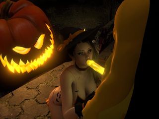 Wraith ward: Sexy čarodějnice šuká dýňového krále na Halloween