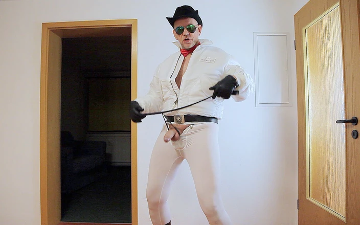 GERMANE_XL: White Lycra Cowboy 1 (cumshots)