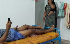 A Stepmother Wearing a Saree She Was Hide Watching Me Masturbating While Watching Porn Video