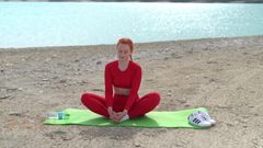 Sheryl X Sinclair: Doing Yoga Stretching Nerby Beautiful Lake