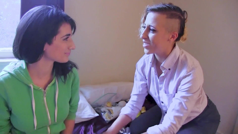 Lesbian Love Movies: Lesbian Love - anal training with strapon