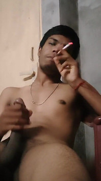 Cute Boy Masterbation with Smoking