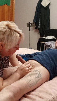 My Mother-in-law Interrupted My Hand Job, Gave Me a Deep Blowjob and Swallowed My Cum