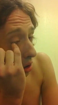 Topless Transgirl Touching Her Eyes