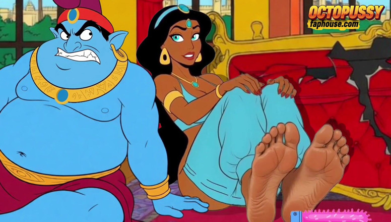 Octopussy Lovers Club: Futanari. Prinses Jasmine-meisje met een grote lul. Porno Aladdin-serie.