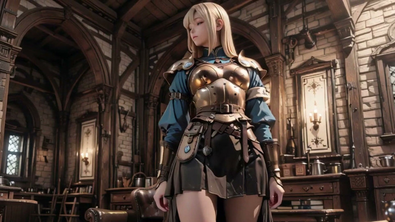Seraphina Vale: Blonde Knight's Private Awakening! Kneeling in the Castle Courtyard, Sunlight...
