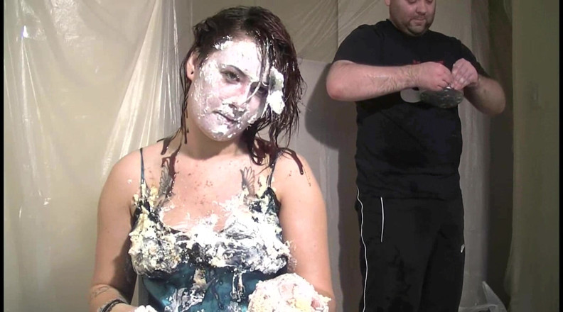 Gunked up girls: Paige with cakes