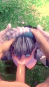 Melia Xenoblade Gets Her Face Fucked and Ends with a Mouthful of Cum POV