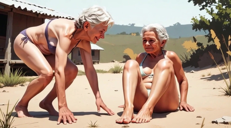 YOUR BEST FANTASY: Two Skinny 90 Year Old Grannies - One Licks the Other's Feet...