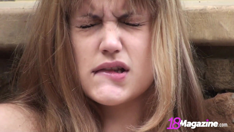 18Magazine: Dirty blonde teen Lilly Lucky masturbates creamy coed coochie!