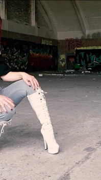 Walking and Teasing in My White Boots - Parts 1 and 2
