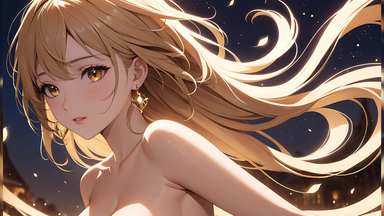 LustRender: Briza de aur: o tânără frumoasă într-o strălucire de vis