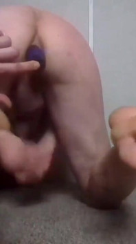 Stuffing My Pink Puckerhole with a Vibrator and Stroking; View From Behind