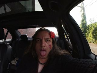 Fabiola Paola: Dirty Sissy CD Finally Cums in the Car and Eats...