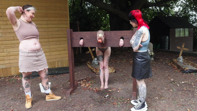 rosarosebud: Naked Humiliation Girl Is Put in Stocks &amp; Degraded