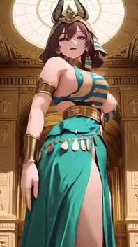 Ancient Egyptian Queen's Private Bedroom Show! Lazy Under the Golden Crown, Kneeling in Sunlight with a Shushing Gesture.