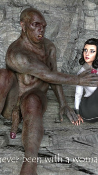 Giant Caveman Fucked and Creampied Sexy Elizabeth Bas