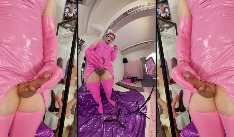Sissy Adventures: Puta de látex sissy hace que su polla grande se...