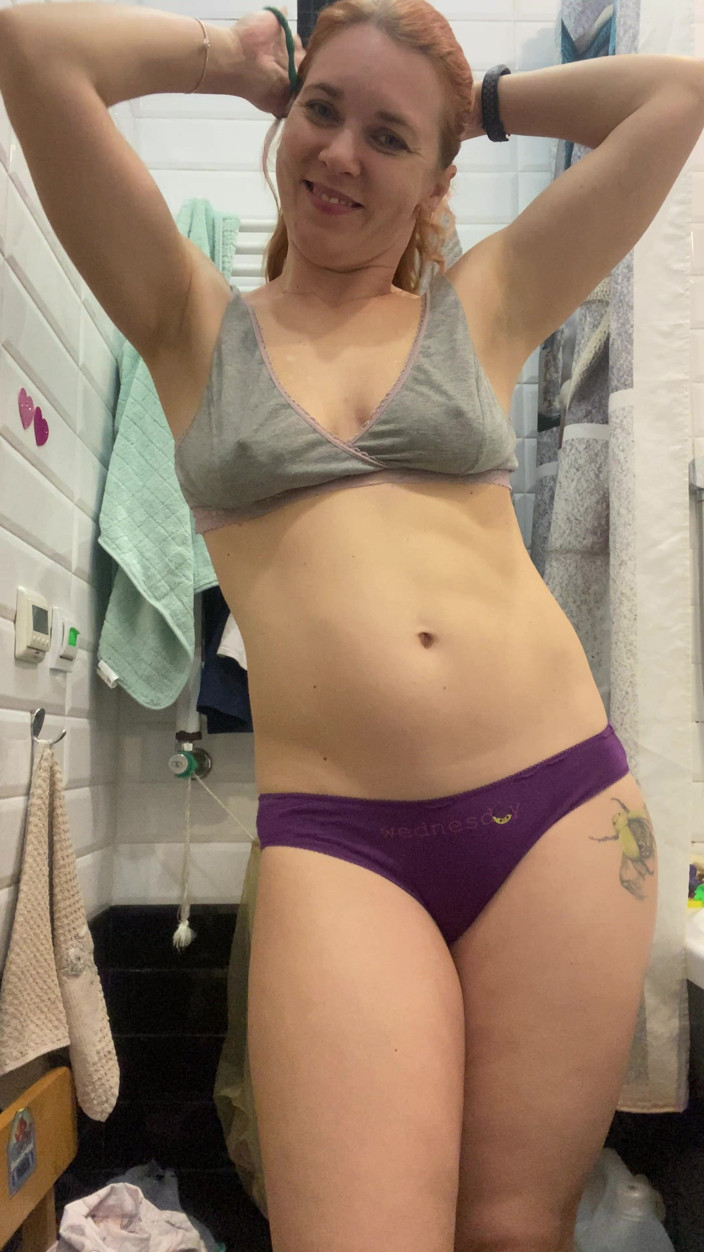 Hairy couple: Strong Girl Showing Her Muscles and Flashing Ass, Tits and...