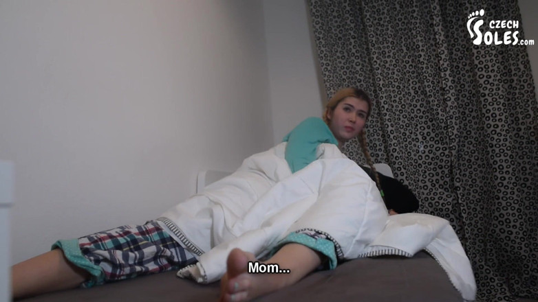 Czech Soles - foot fetish content: Stepmother and stepdaughter cuddly bare feet in bed