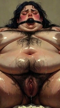 Obézní SSBBW gagged v otroctví - strach smíšený s mokrou chlupatou kundičkou