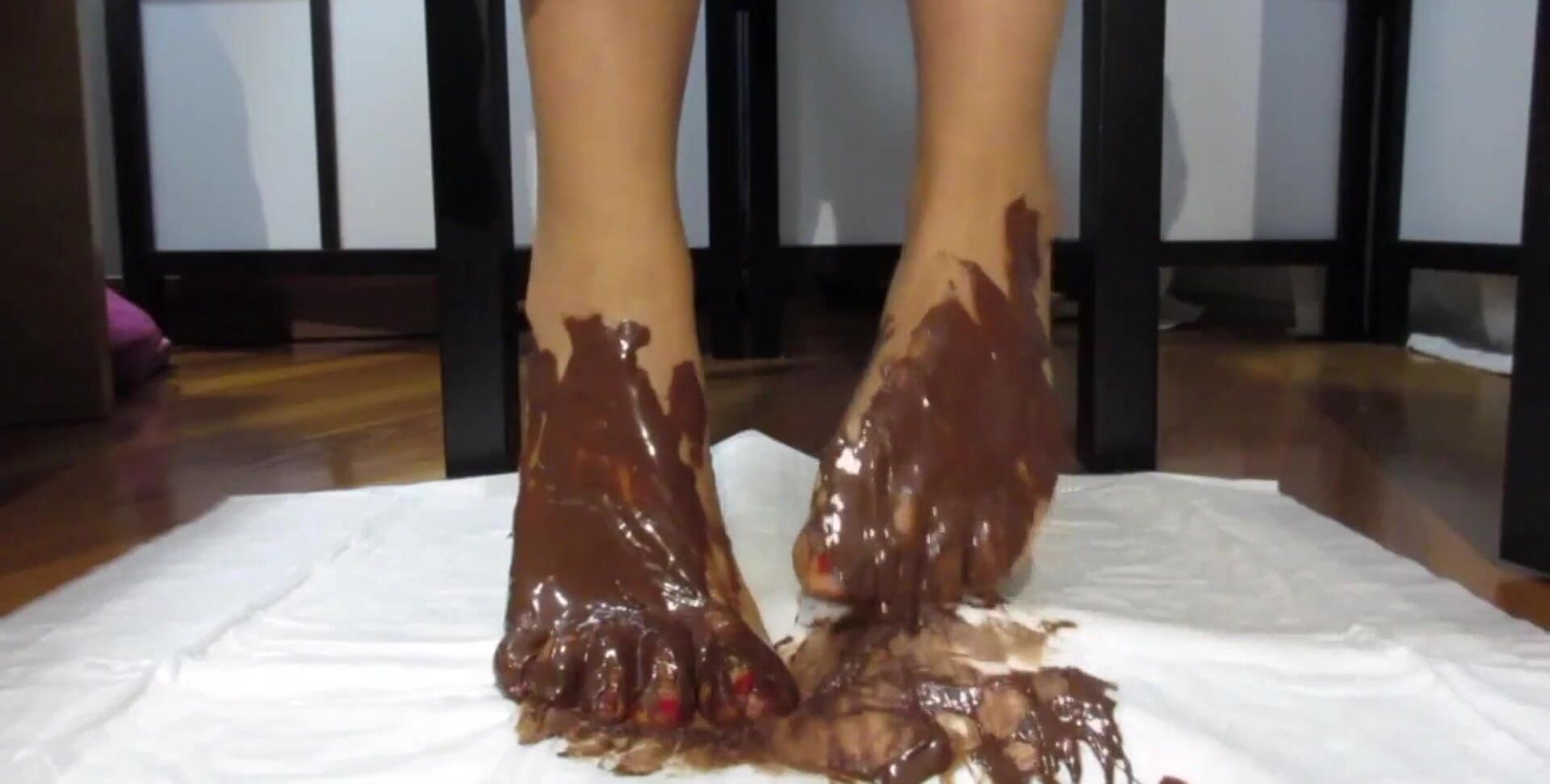 My Feet with Varnished Nails, All Covered with Chocolate Cream