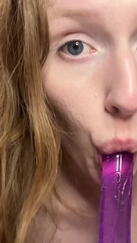Blowjob and Handjob on a Dildo up Close