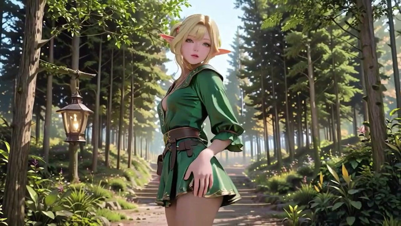 Seraphina Vale: Forest Elf Queen! Kneeling in the Dappled Sunlight, Her Fingertips...