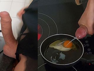 Horny Anne: तले हुए अंडे को वीर्य के साथ पकाना और उसे खाना